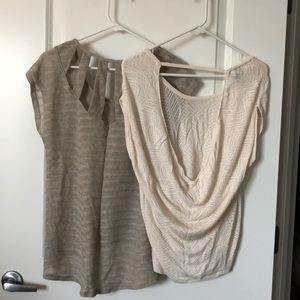Two see-through sweaters with intricate backs